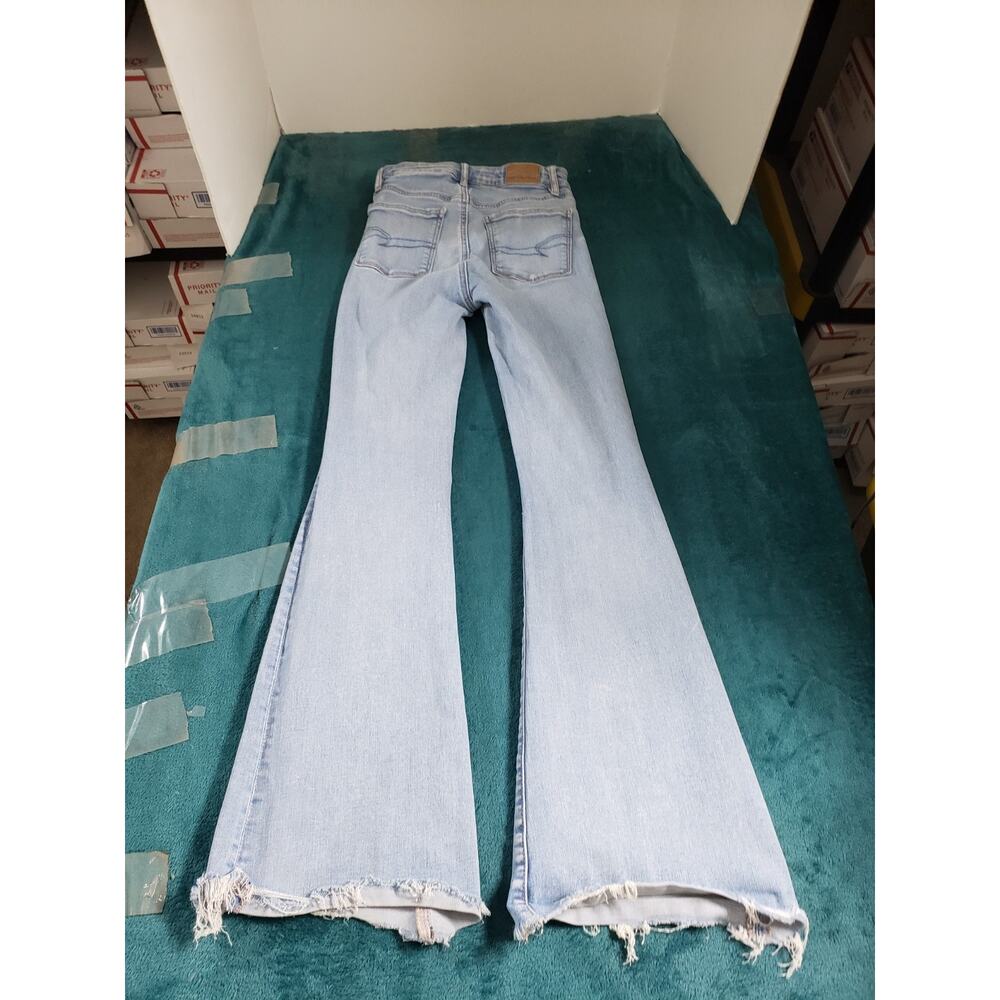 American Eagle Jeans Size 00 Womens Blue Stretch Pants High Rise Real Flared - Picture 12 of 15